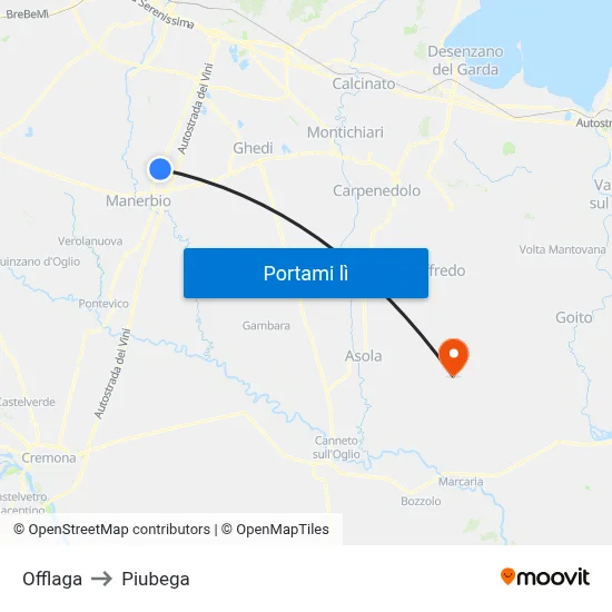 Offlaga to Piubega map