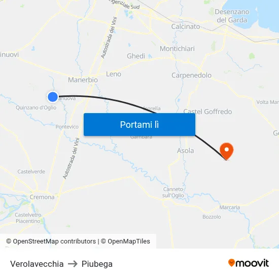 Verolavecchia to Piubega map