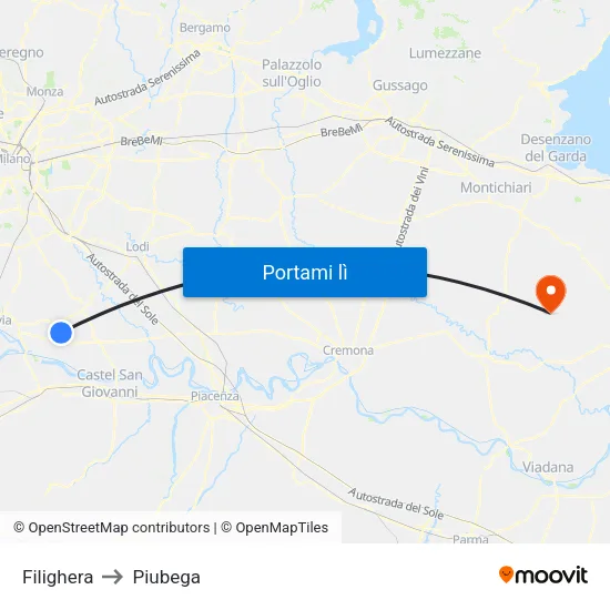 Filighera to Piubega map