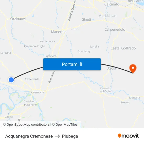 Acquanegra Cremonese to Piubega map