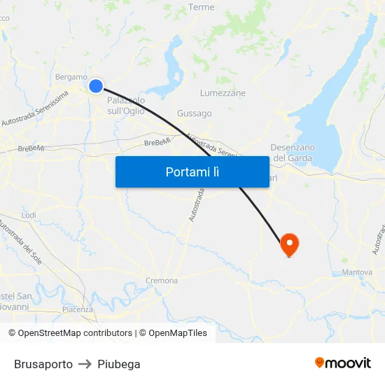 Brusaporto to Piubega map