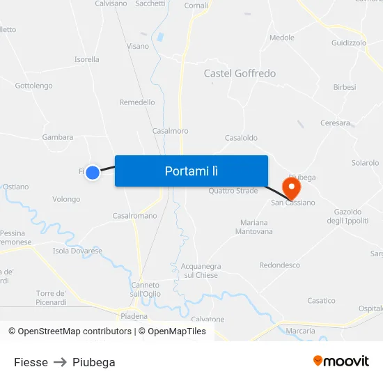 Fiesse to Piubega map