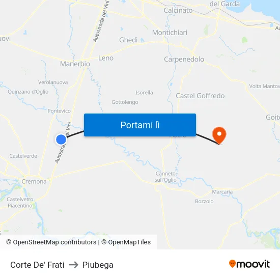 Corte De' Frati to Piubega map
