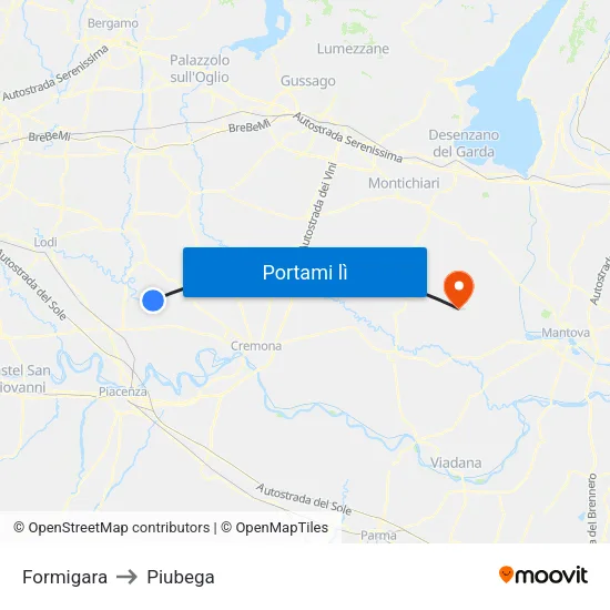 Formigara to Piubega map