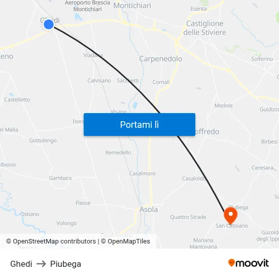 Ghedi to Piubega map