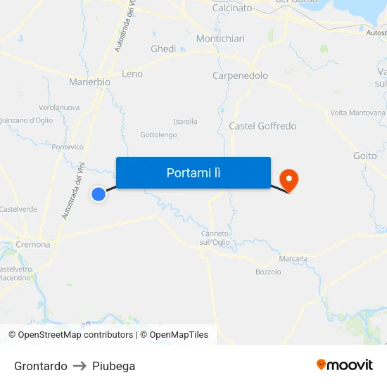 Grontardo to Piubega map