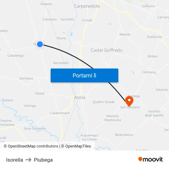 Isorella to Piubega map