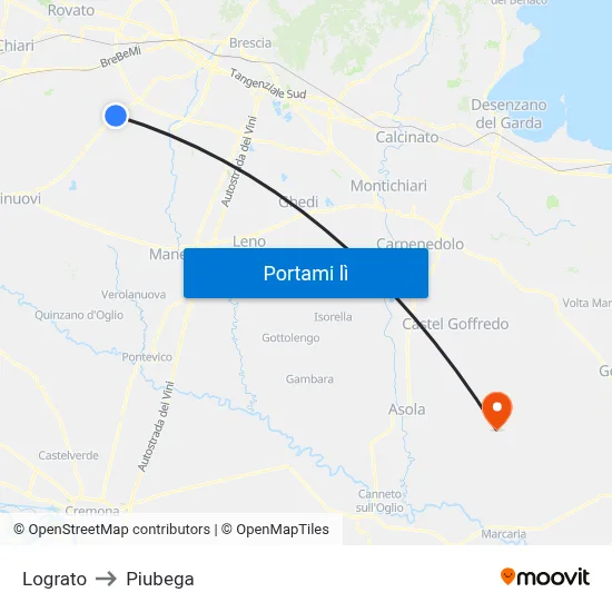 Lograto to Piubega map