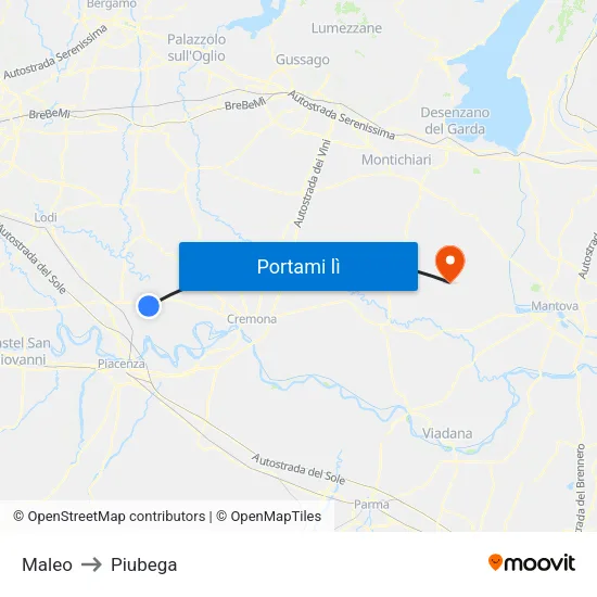Maleo to Piubega map