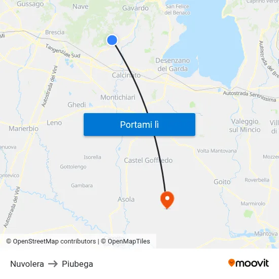 Nuvolera to Piubega map