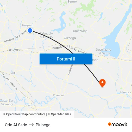 Orio Al Serio to Piubega map