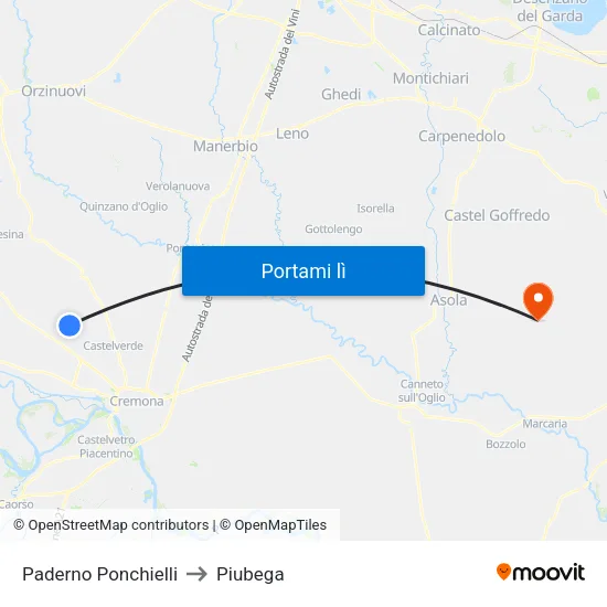 Paderno Ponchielli to Piubega map