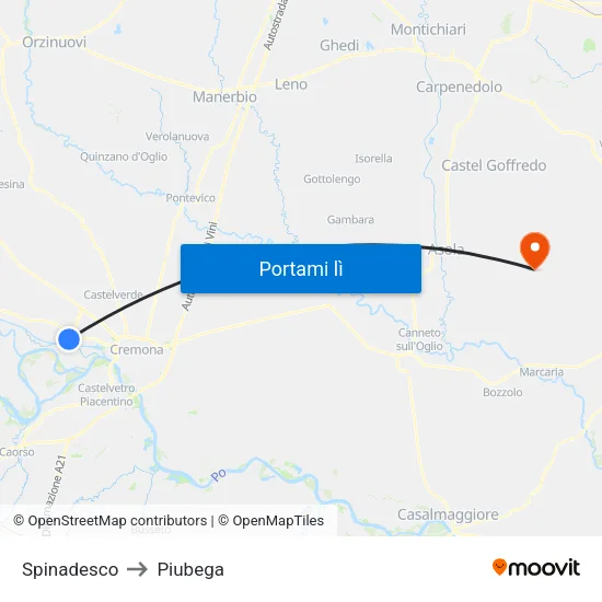 Spinadesco to Piubega map