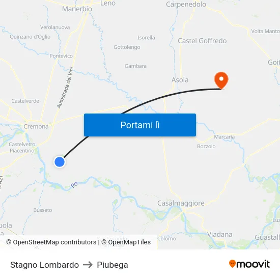 Stagno Lombardo to Piubega map