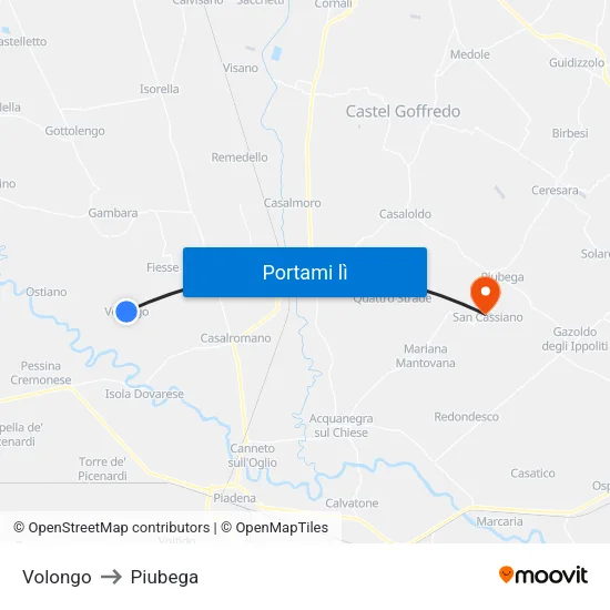 Volongo to Piubega map