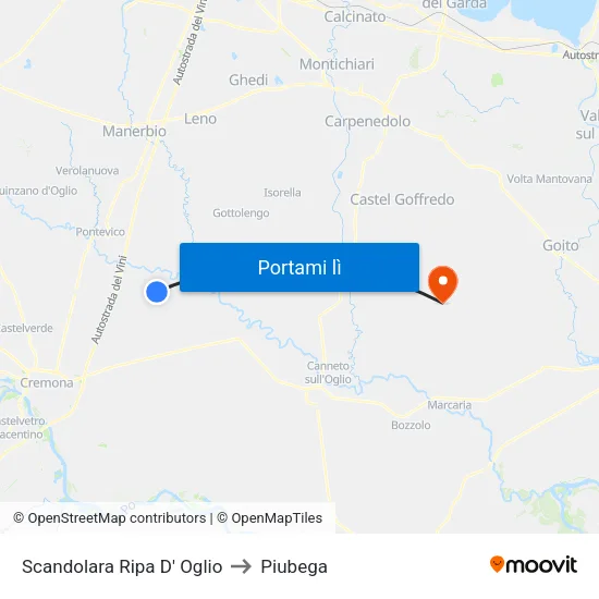 Scandolara Ripa D' Oglio to Piubega map