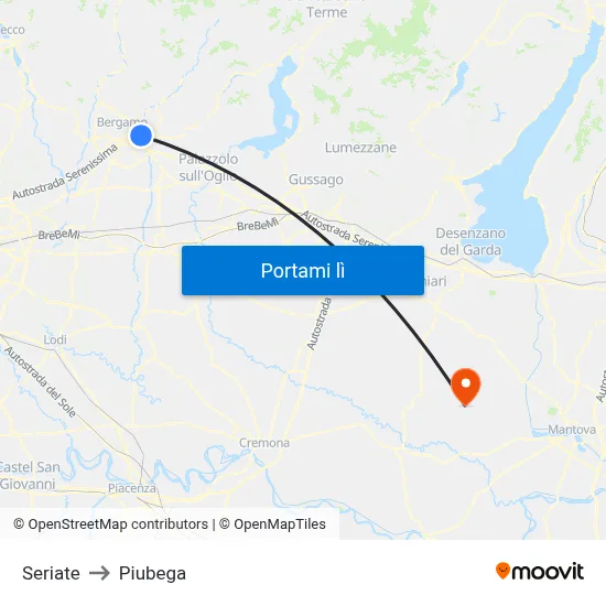 Seriate to Piubega map