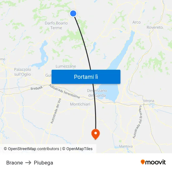 Braone to Piubega map