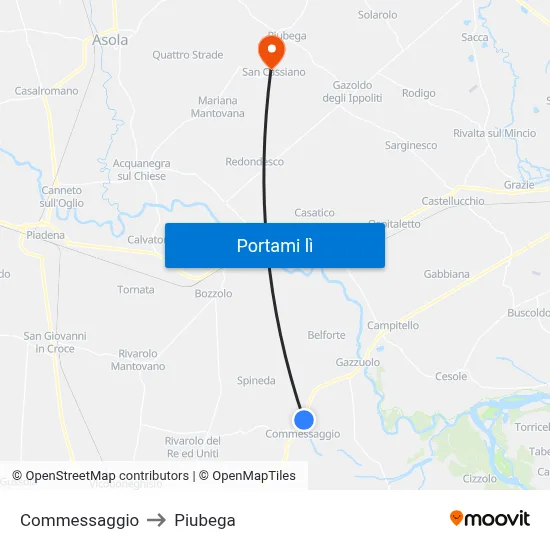 Commessaggio to Piubega map