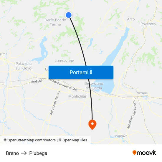 Breno to Piubega map