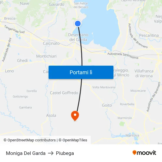 Moniga Del Garda to Piubega map