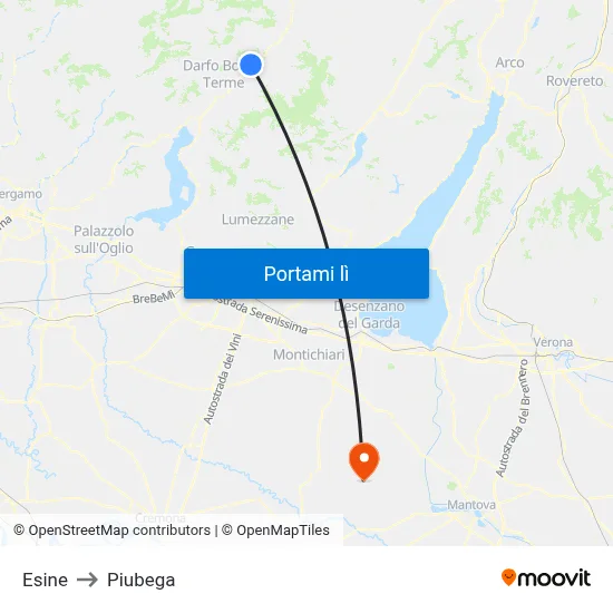 Esine to Piubega map