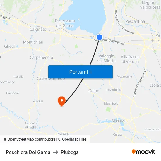 Peschiera Del Garda to Piubega map