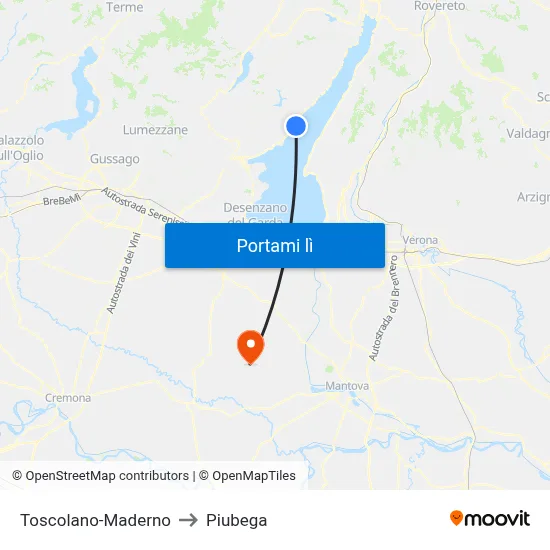 Toscolano-Maderno to Piubega map