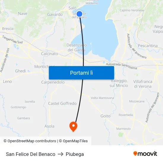 San Felice Del Benaco to Piubega map