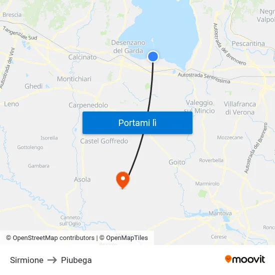 Sirmione to Piubega map