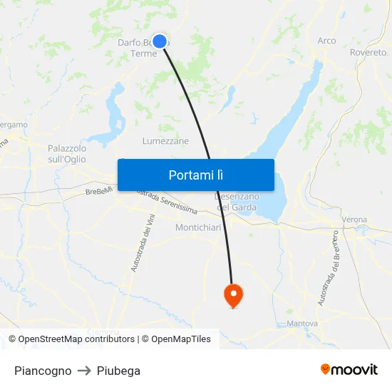 Piancogno to Piubega map