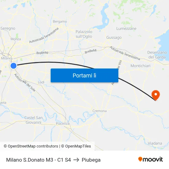 Milano S.Donato M3 - C1 S4 to Piubega map