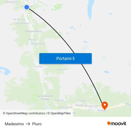 Madesimo to Piuro map