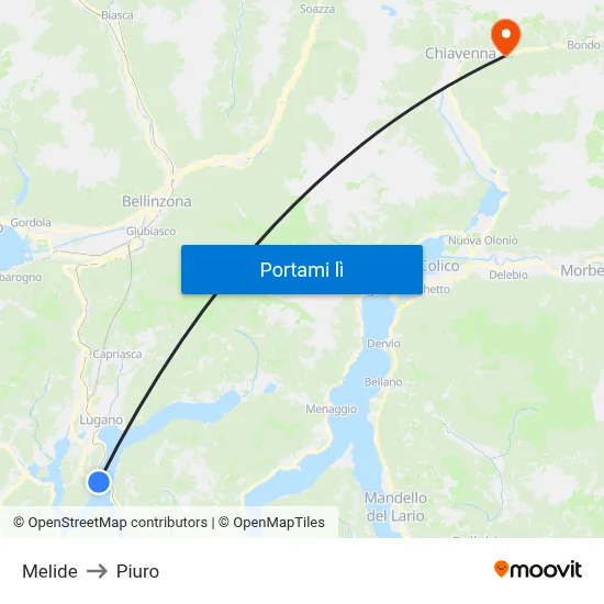 Melide to Piuro map