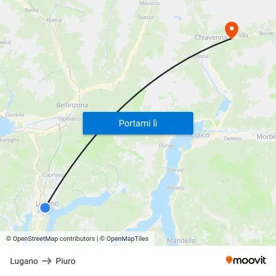 Lugano to Piuro map