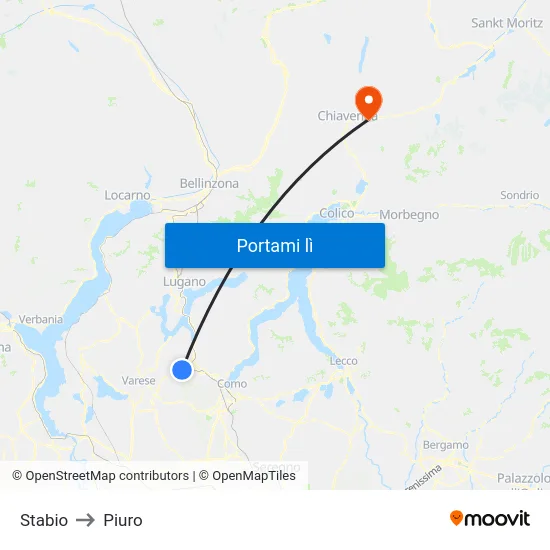 Stabio to Piuro map