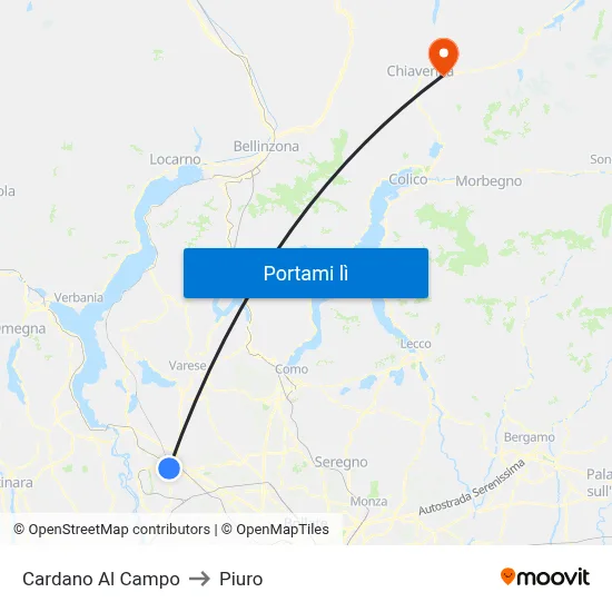 Cardano Al Campo to Piuro map