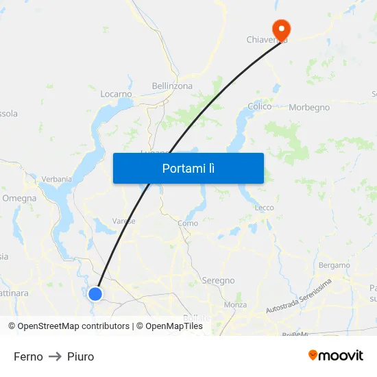 Ferno to Piuro map
