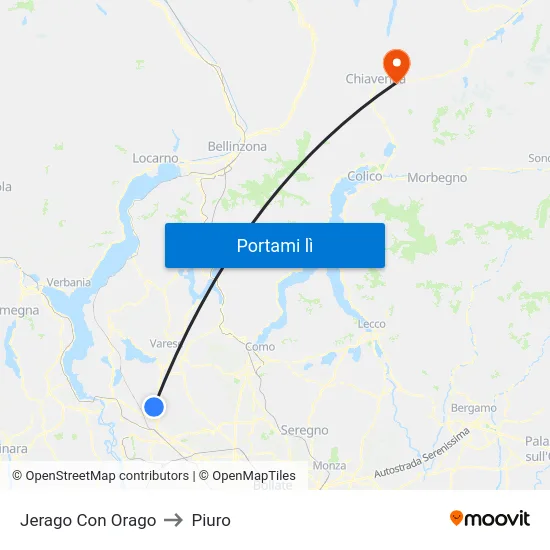 Jerago Con Orago to Piuro map