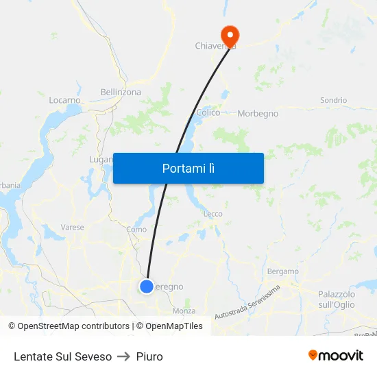 Lentate Sul Seveso to Piuro map