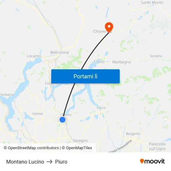 Montano Lucino to Piuro map