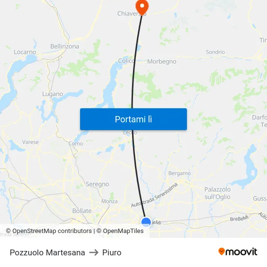 Pozzuolo Martesana to Piuro map