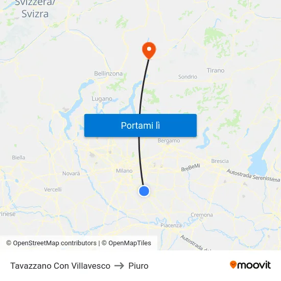 Tavazzano Con Villavesco to Piuro map
