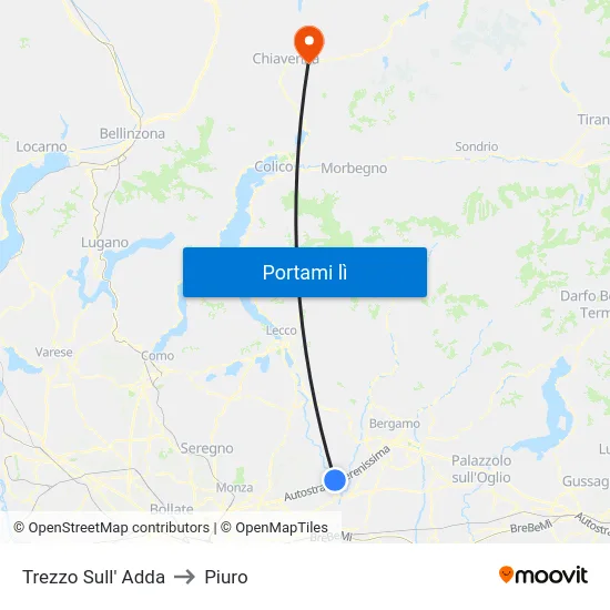 Trezzo Sull' Adda to Piuro map