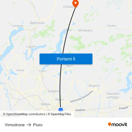 Vimodrone to Piuro map