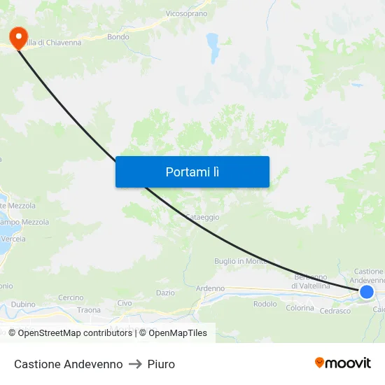 Castione Andevenno to Piuro map