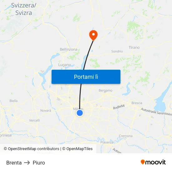 Brenta to Piuro map