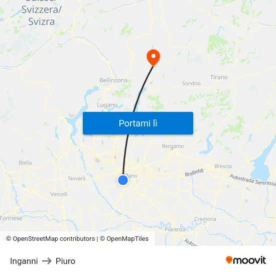 Inganni to Piuro map