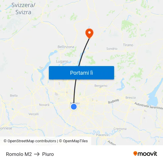 Romolo M2 to Piuro map