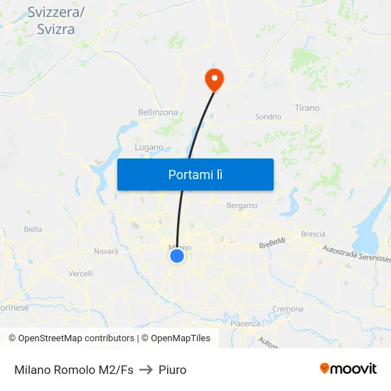 Milano Romolo M2/Fs to Piuro map